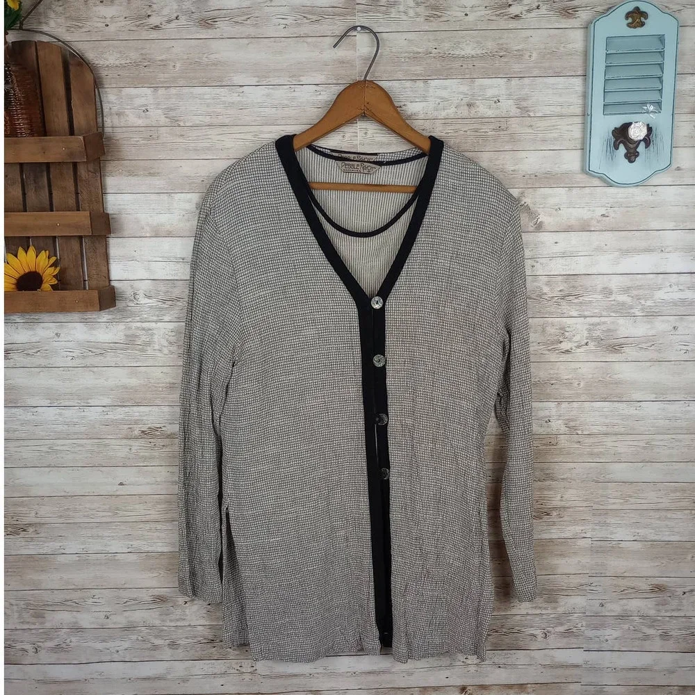 PEBBLE Rayon Women's Cardigan Short Sleeve Top 2-Piece Vintage‎ Set Size S